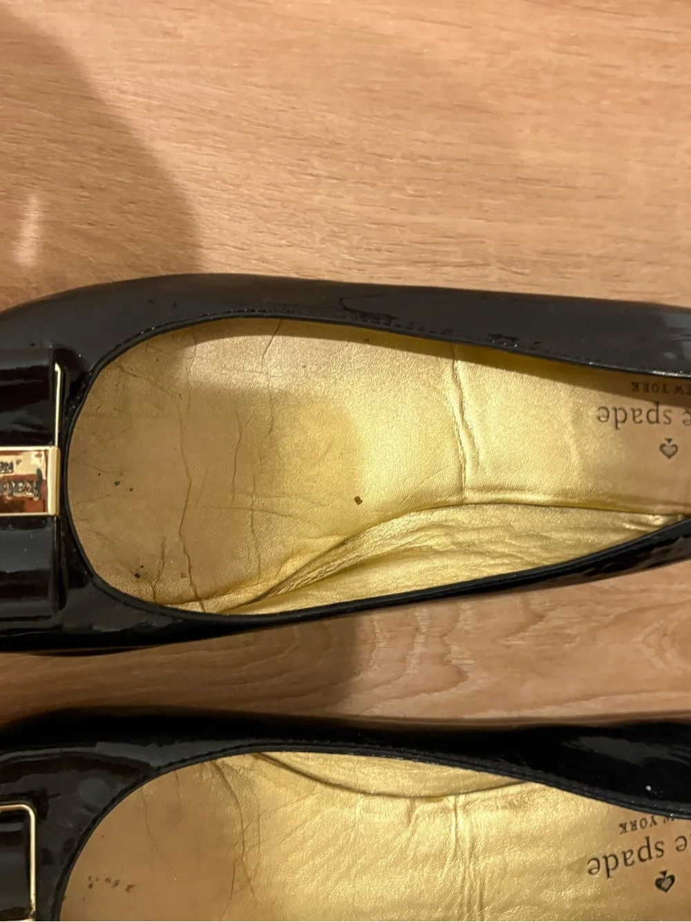 kate spade Black Patent Bow Flats size 9.5